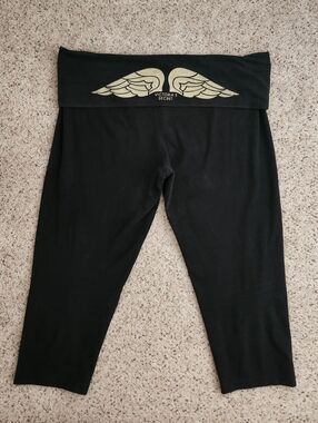 Victoria's Secret Y2k Black Fold-Over Waist Crop Leggings